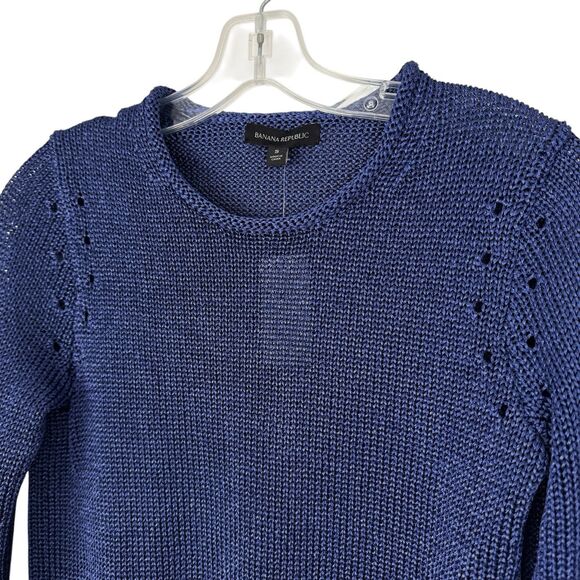 Banana Republic Sweater Womens Size S Roll Neck Blue Metallic Pullover Jumper - Picture 4 of 14
